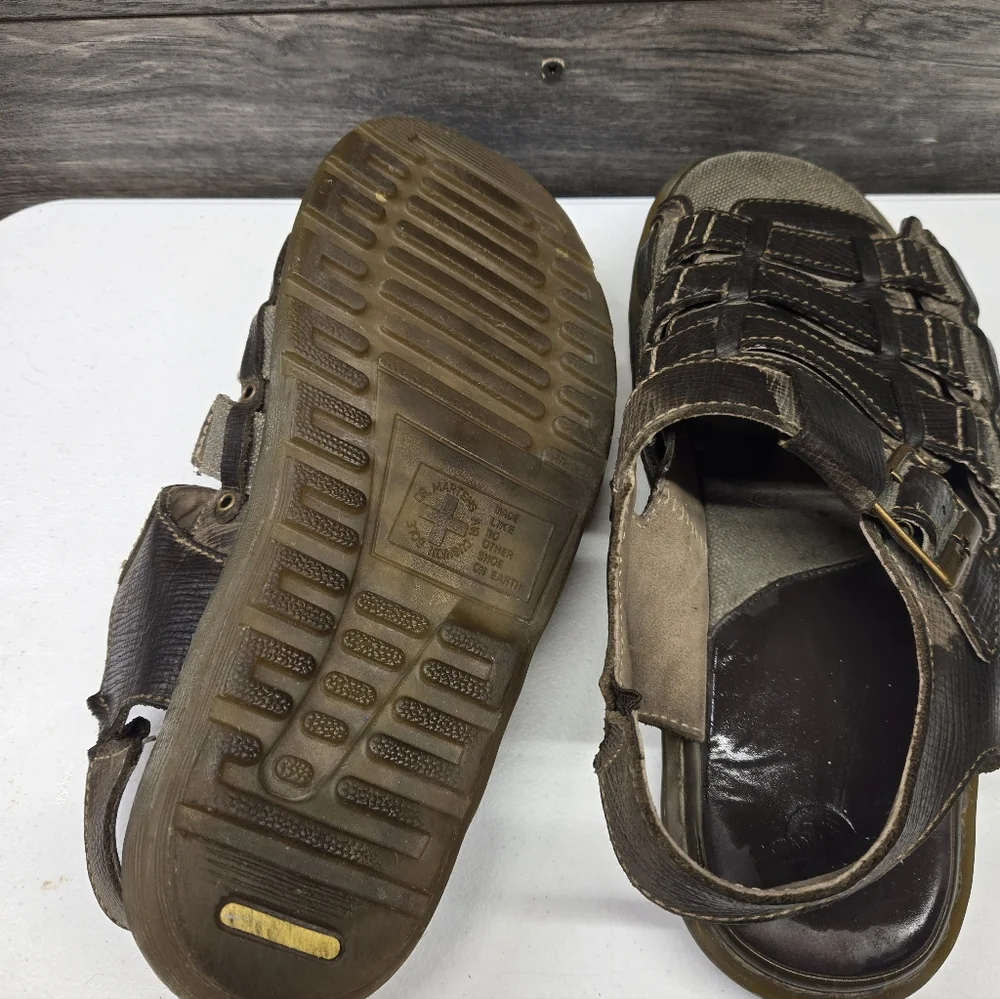 Vtg Y2K Dr Doc Martens Leather Fisherman Chunky Sandals Men's Size 11 Women's 12